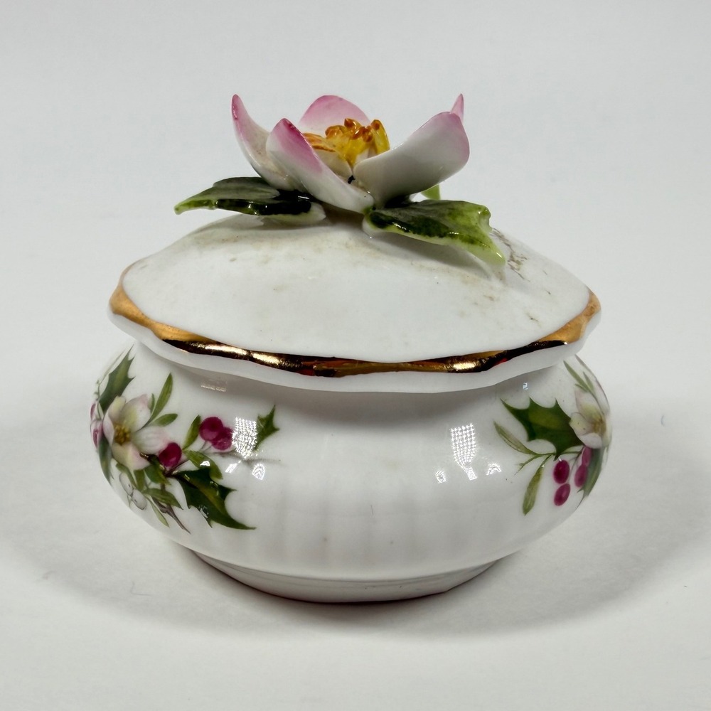 Royal Albert Christmas Rose Trinket Box December Flower of the Month Bone China